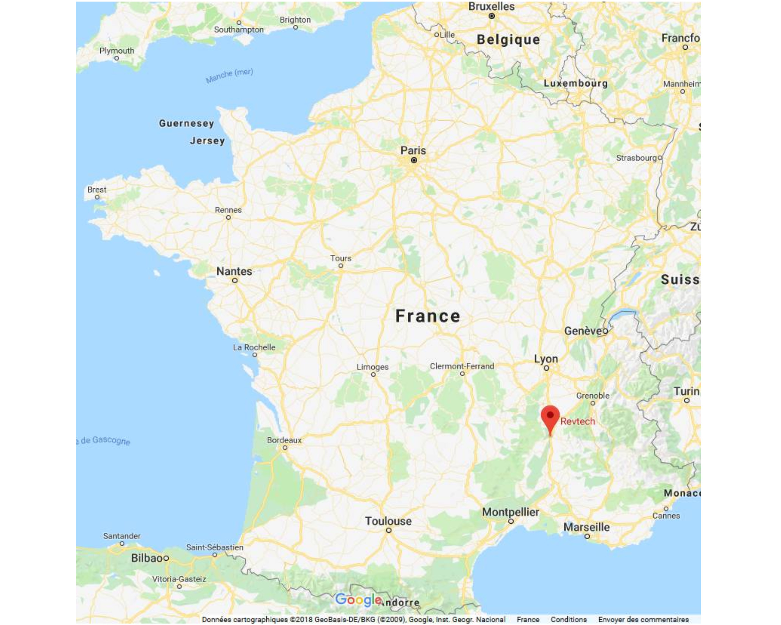 Map with location of Revtech France